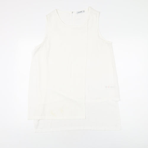 Gallery Womens Ivory Polyester Basic Blouse Size 12 Round Neck
