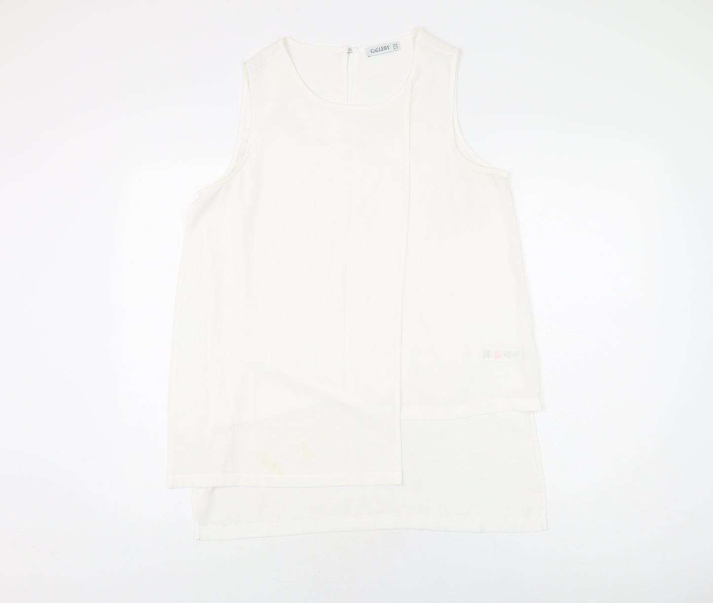 Gallery Womens Ivory Polyester Basic Blouse Size 12 Round Neck