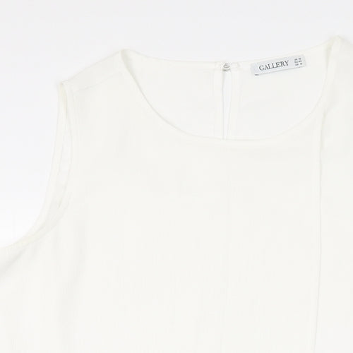 Gallery Womens Ivory Polyester Basic Blouse Size 12 Round Neck