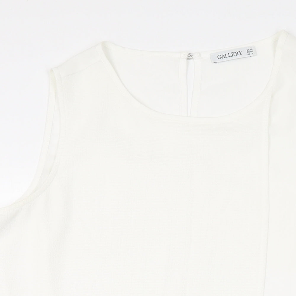 Gallery Womens Ivory Polyester Basic Blouse Size 12 Round Neck