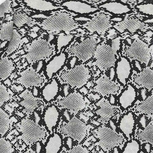 New Look Womens Grey Animal Print Polyester Basic Button-Up Size 12 Collared - Snake Print