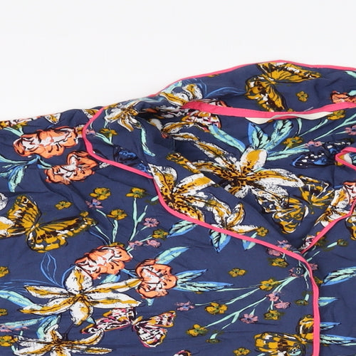 Marks and Spencer Womens Blue Floral Viscose Top Pyjama Top Size 16 Button