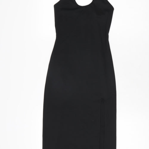 Bershka Womens Black Polyester Bodycon Size XS Halter Tie