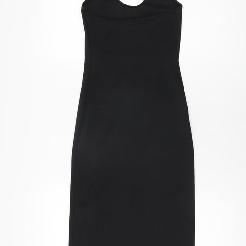 Bershka Womens Black Polyester Bodycon Size XS Halter Tie