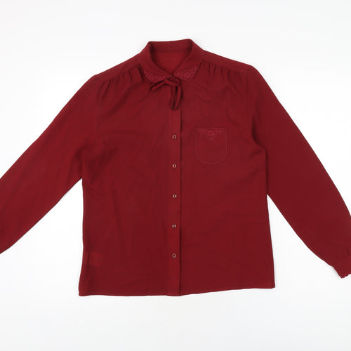 St Michael Womens Red Polyester Basic Button-Up Size 12 Collared