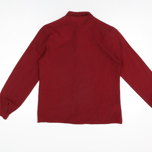 St Michael Womens Red Polyester Basic Button-Up Size 12 Collared