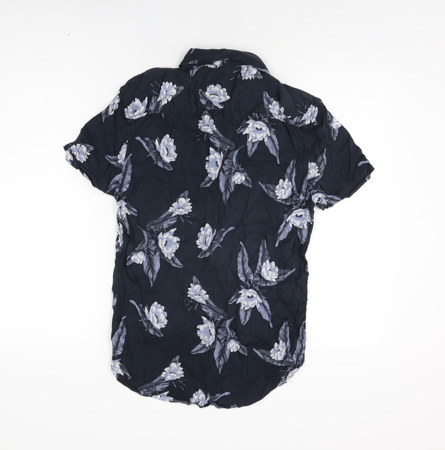 Very Womens Blue Floral Viscose Basic Button-Up Size M Collared