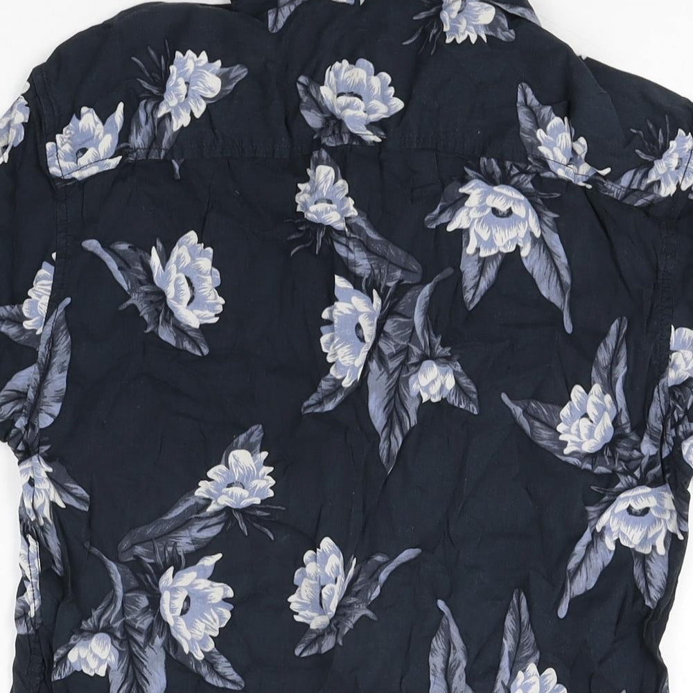 Very Womens Blue Floral Viscose Basic Button-Up Size M Collared