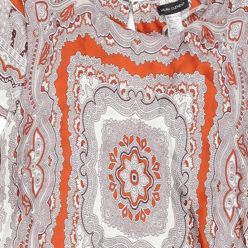 Laura Clement Womens Multicoloured Geometric Polyester Shift Size 14 Boat Neck Button