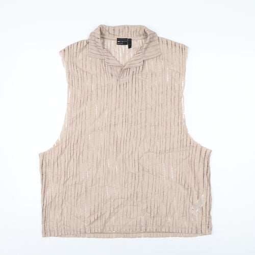 ASOS Womens Beige Polyamide Basic T-Shirt Size L Collared
