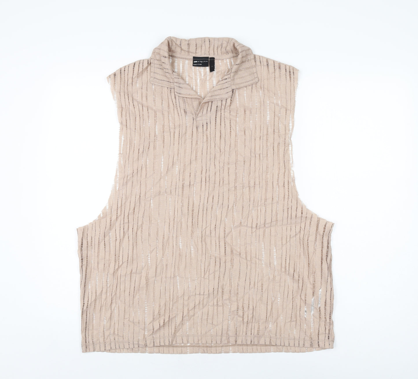 ASOS Womens Beige Polyamide Basic T-Shirt Size L Collared