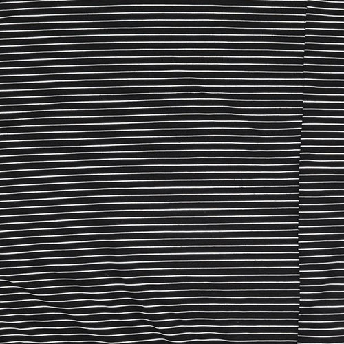 New Look Womens Black Striped Polyester Basic T-Shirt Size L Round Neck