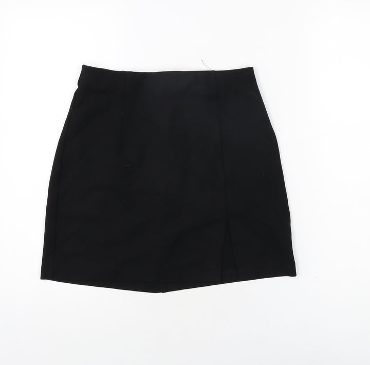 Stradivarius Womens Black Viscose Mini Skirt Size S