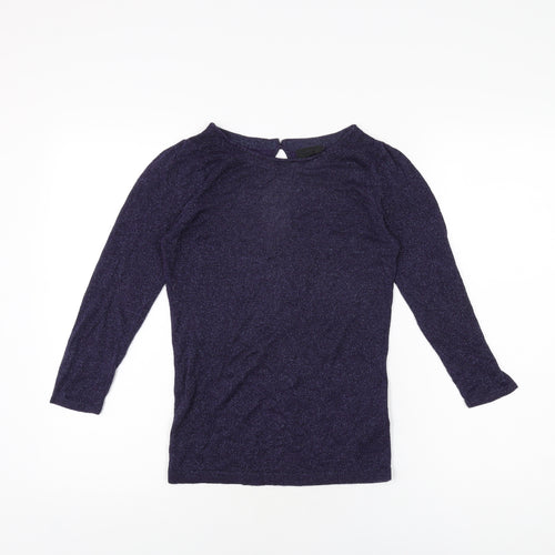 Topshop Womens Purple Viscose Basic T-Shirt Size 10 Round Neck