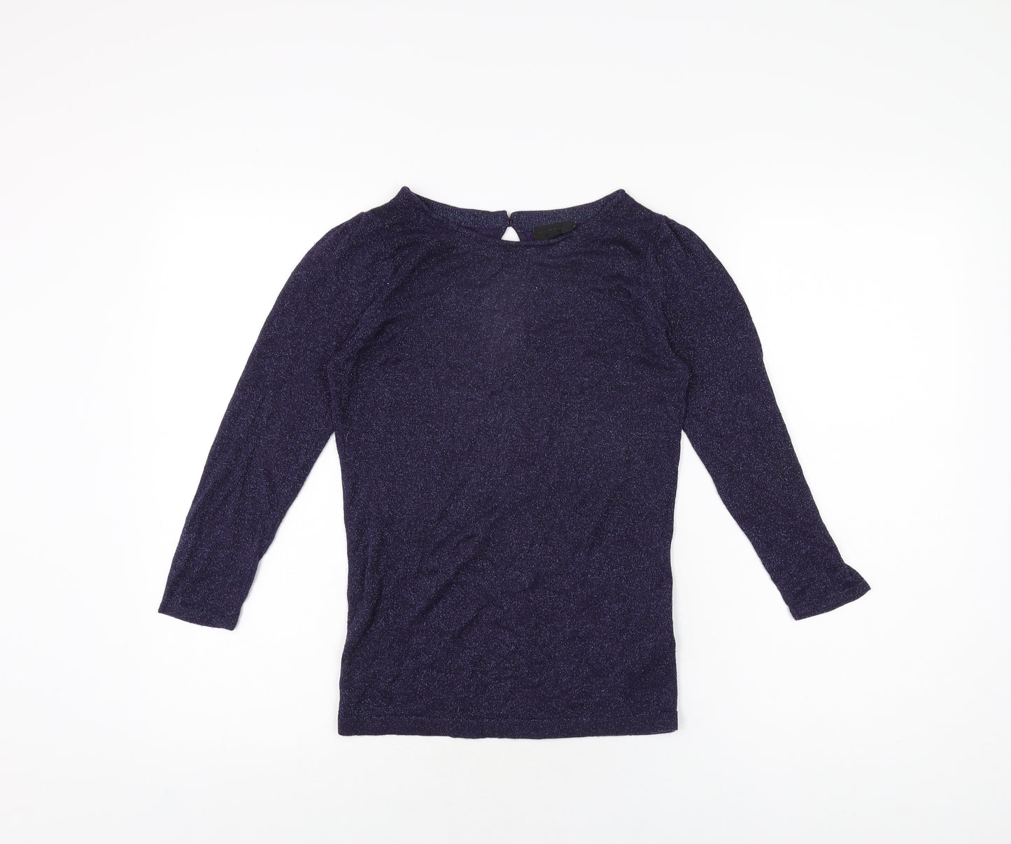 Topshop Womens Purple Viscose Basic T-Shirt Size 10 Round Neck