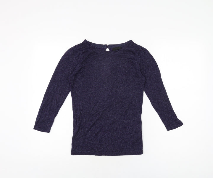 Topshop Womens Purple Viscose Basic T-Shirt Size 10 Round Neck