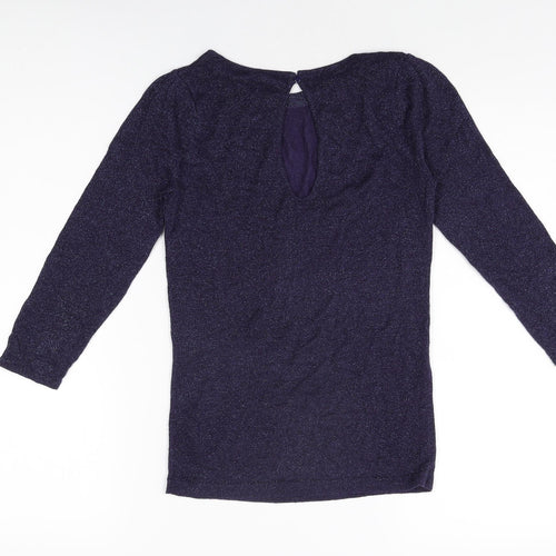 Topshop Womens Purple Viscose Basic T-Shirt Size 10 Round Neck
