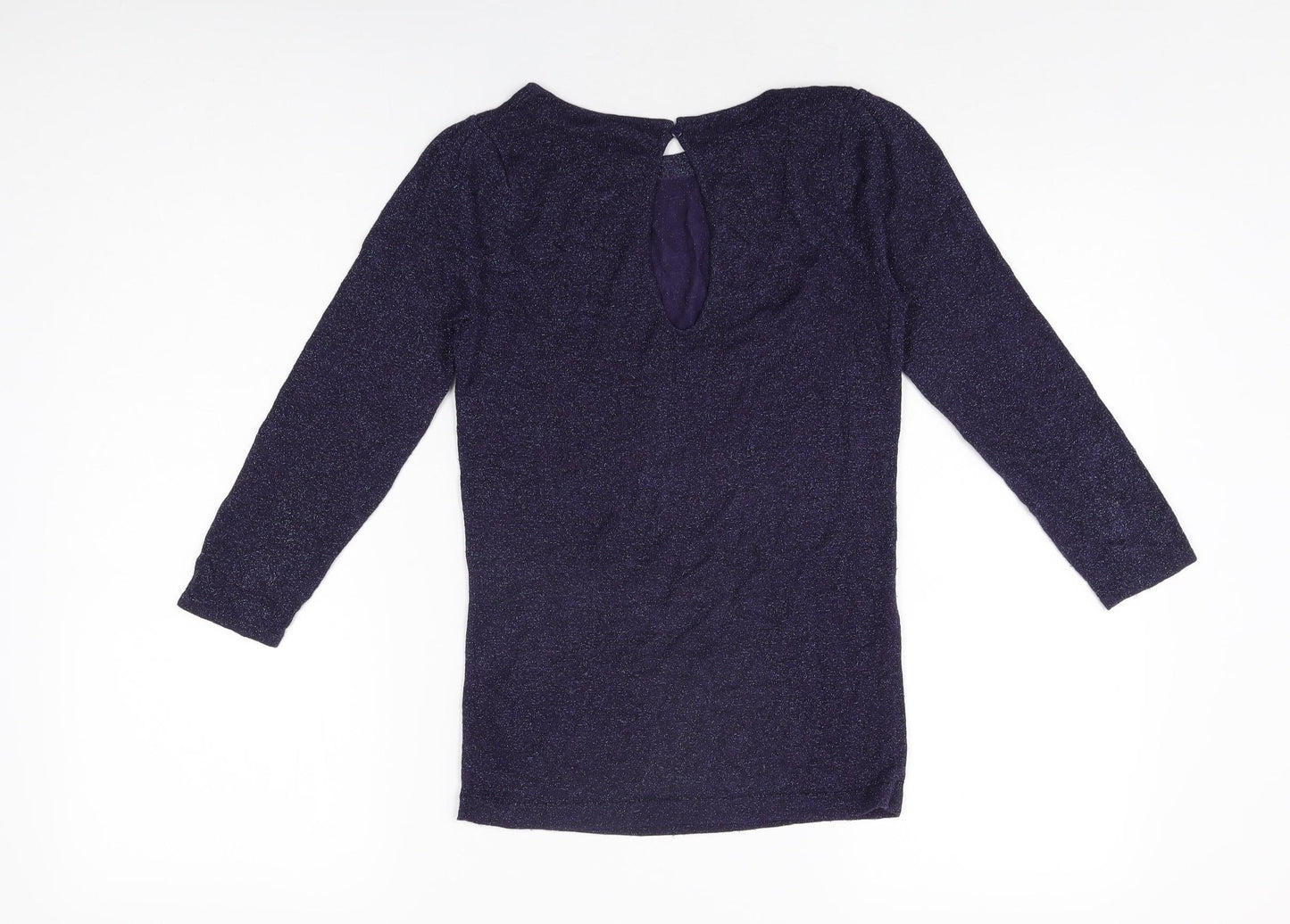 Topshop Womens Purple Viscose Basic T-Shirt Size 10 Round Neck