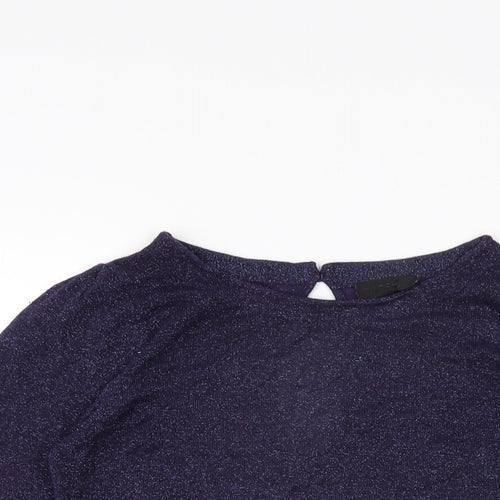 Topshop Womens Purple Viscose Basic T-Shirt Size 10 Round Neck