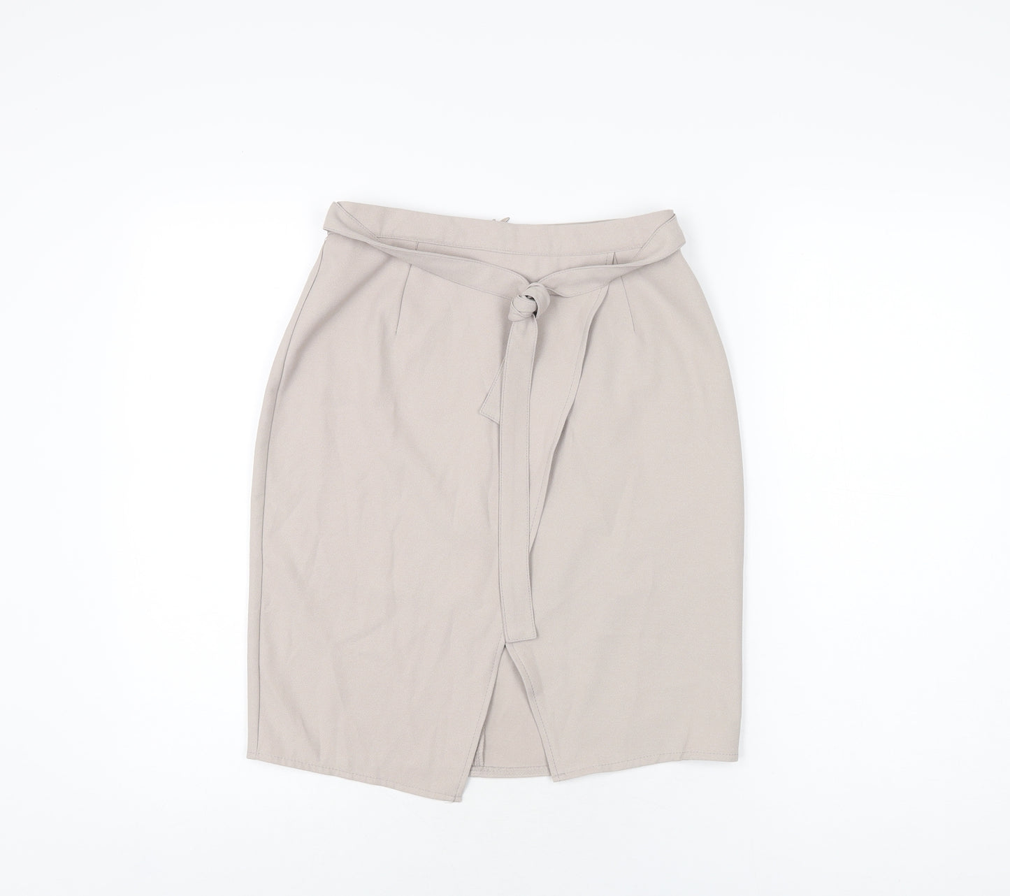 New Look Womens Beige Polyester Straight & Pencil Skirt Size 8 Zip