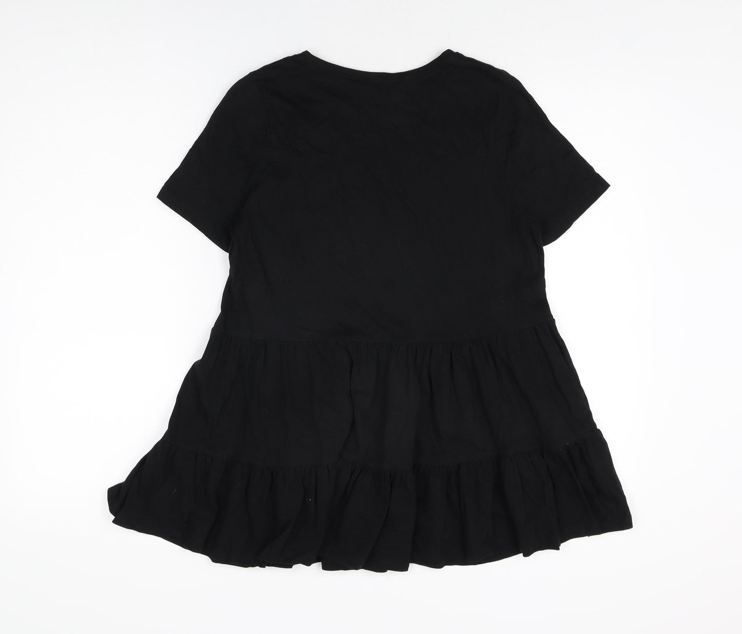 New Look Womens Black Cotton Basic T-Shirt Size 10 Round Neck