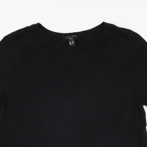 New Look Womens Black Cotton Basic T-Shirt Size 10 Round Neck