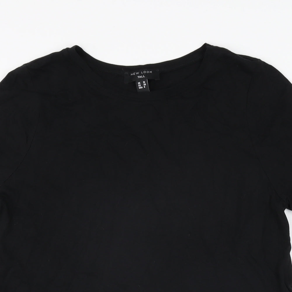 New Look Womens Black Cotton Basic T-Shirt Size 10 Round Neck