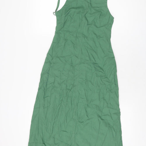 Zara Womens Green Polyester A-Line Size XS Square Neck Zip
