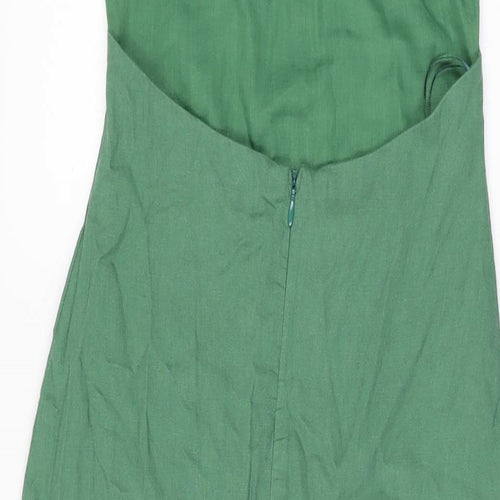 Zara Womens Green Polyester A-Line Size XS Square Neck Zip