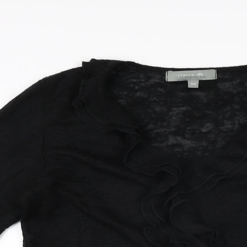 Claire Dk Womens Black Acrylic Basic T-Shirt Size 12 V-Neck