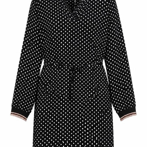Isay Womens Black Polka Dot Viscose Shift Size L V-Neck Pullover