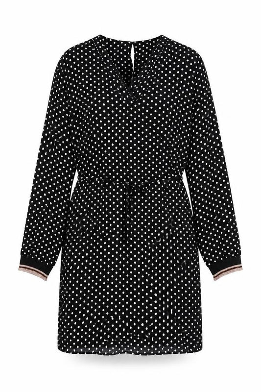 Isay Womens Black Polka Dot Viscose Shift Size L V-Neck Pullover