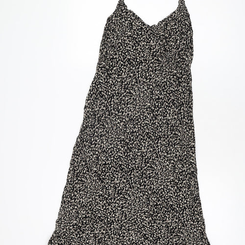 BHS Womens Black Geometric Viscose A-Line Size 14 V-Neck Pullover