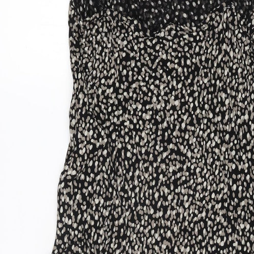 BHS Womens Black Geometric Viscose A-Line Size 14 V-Neck Pullover