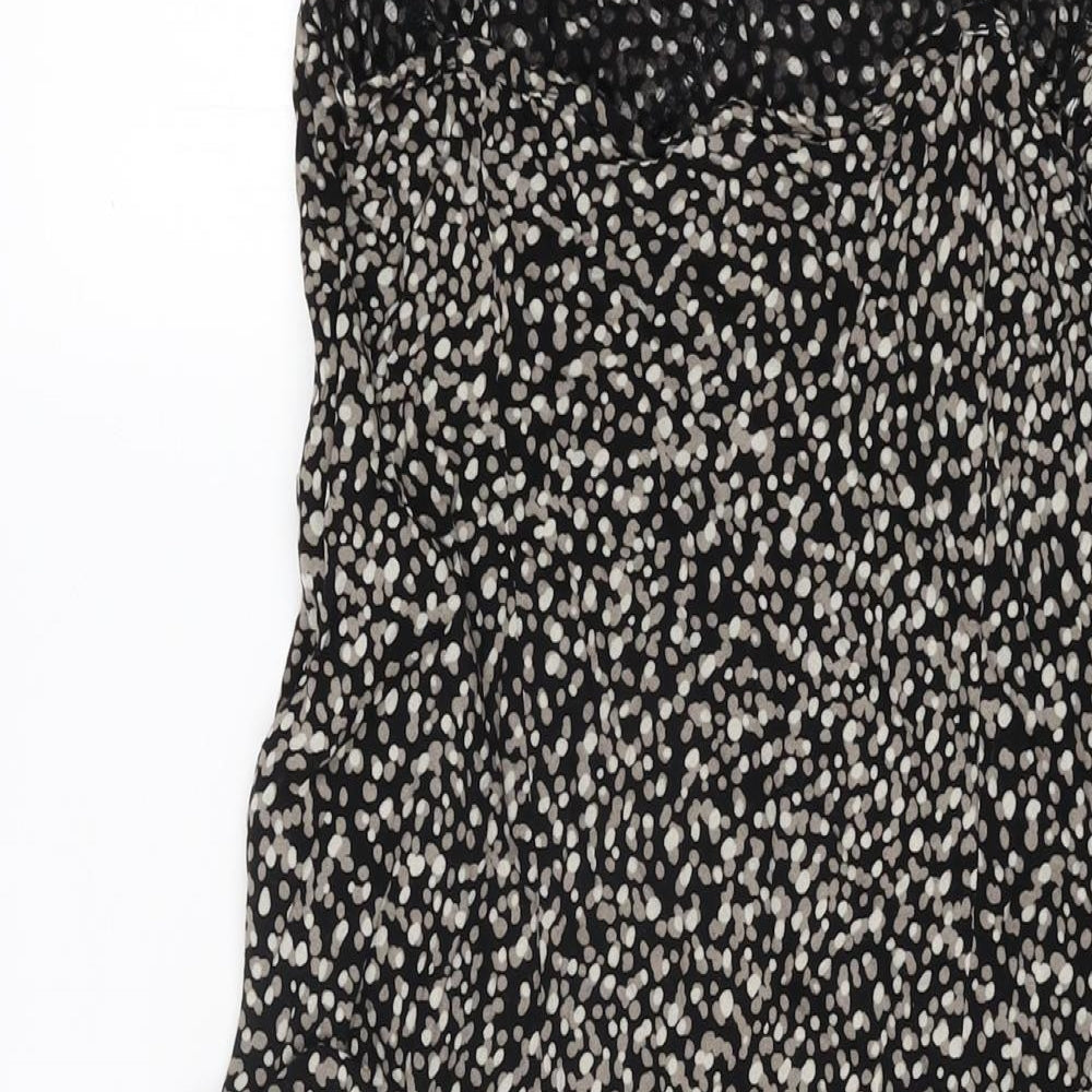 BHS Womens Black Geometric Viscose A-Line Size 14 V-Neck Pullover