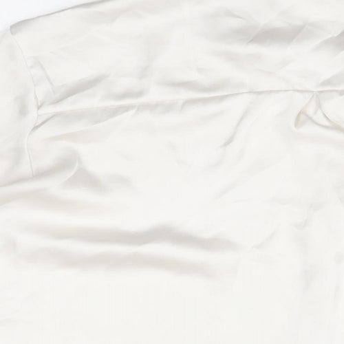Zara Womens Ivory Polyester Basic Button-Up Size L Collared