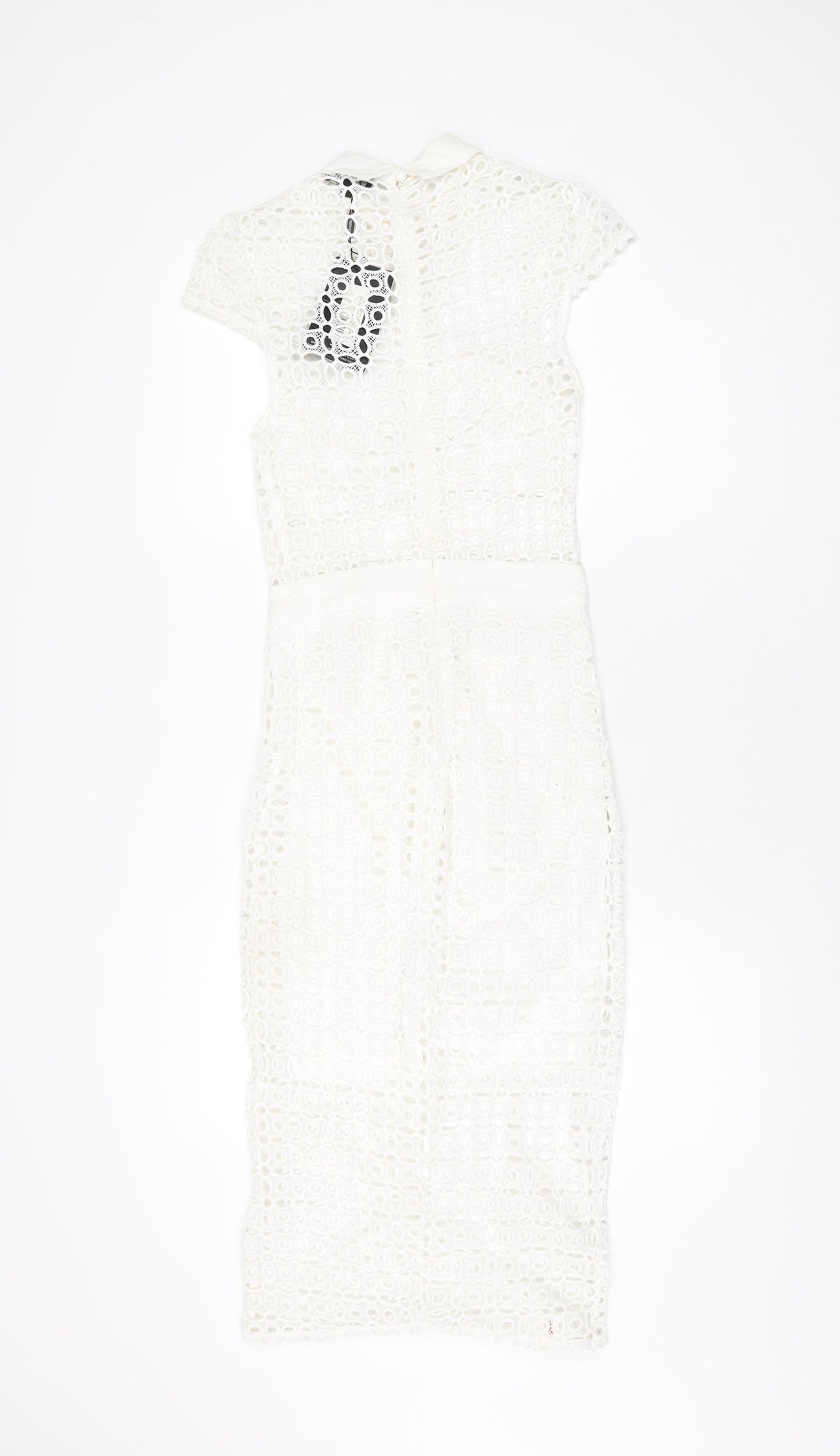 PRETTYLITTLETHING Womens White Polyester Bodycon Size 6 Collared Zip