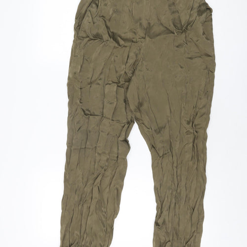 Zara Womens Green Viscose Trousers Size M L27 in Regular Zip