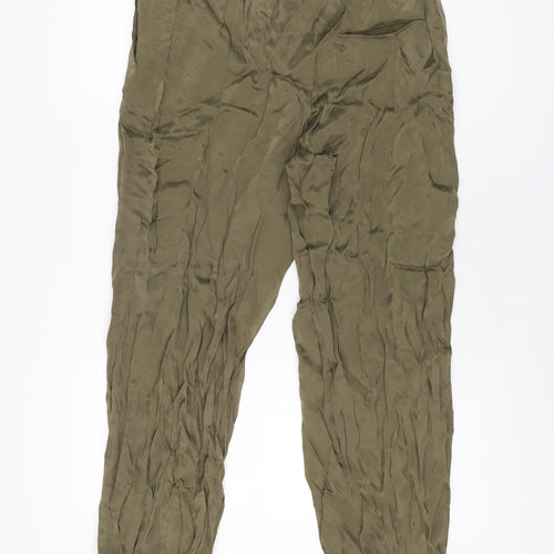 Zara Womens Green Viscose Trousers Size M L27 in Regular Zip