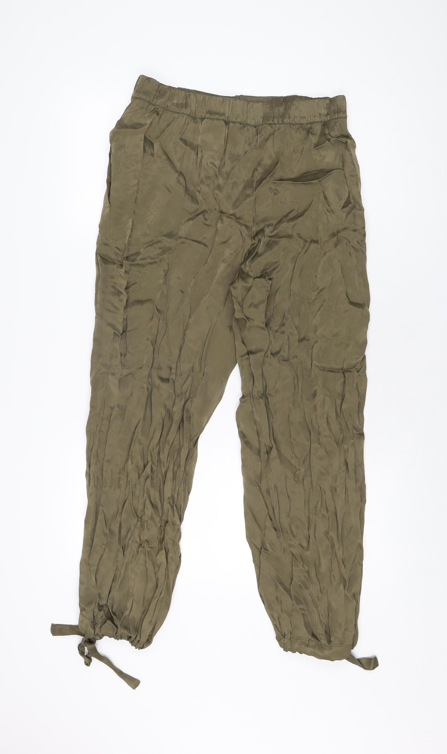 Zara Womens Green Viscose Trousers Size M L27 in Regular Zip