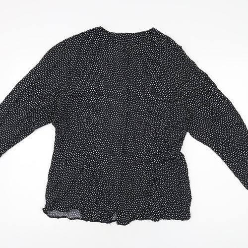 St Michael Womens Black Polka Dot Viscose Basic Button-Up Size 16 Round Neck