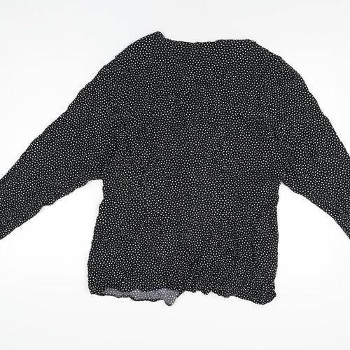 St Michael Womens Black Polka Dot Viscose Basic Button-Up Size 16 Round Neck