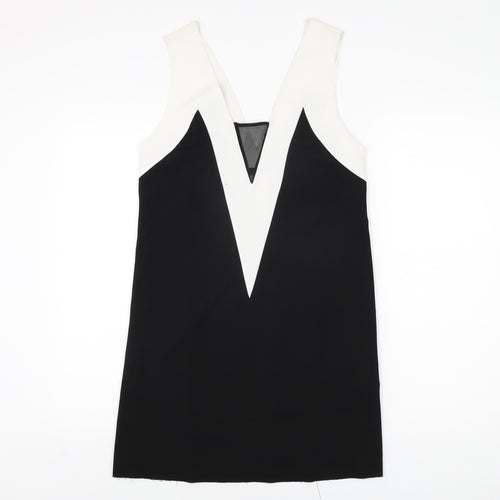 Zara Womens Black Polyester Shift Size M V-Neck Pullover