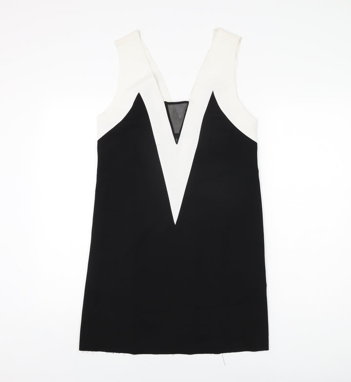 Zara Womens Black Polyester Shift Size M V-Neck Pullover