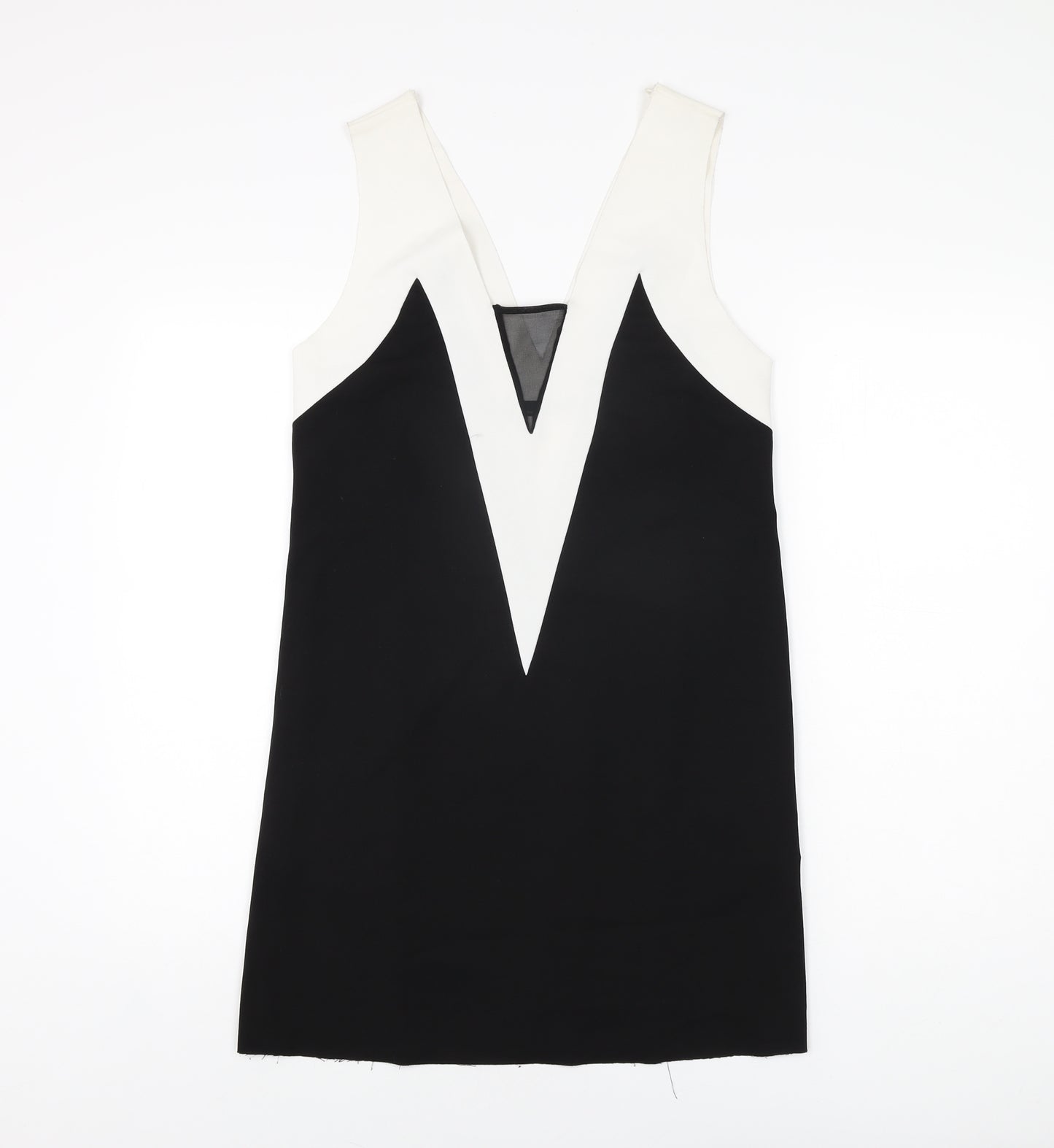 Zara Womens Black Polyester Shift Size M V-Neck Pullover