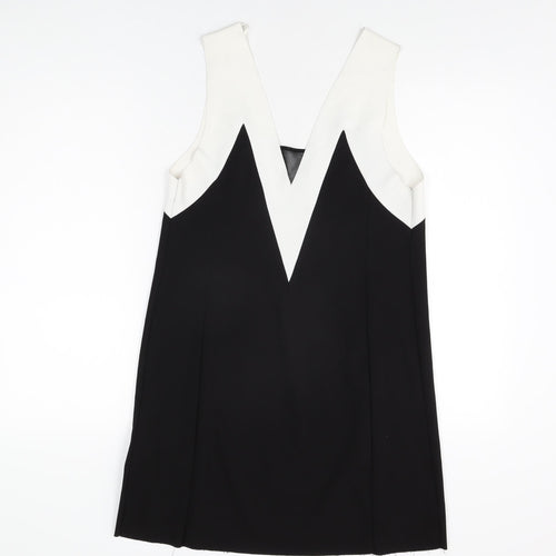 Zara Womens Black Polyester Shift Size M V-Neck Pullover