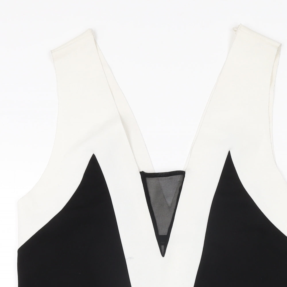 Zara Womens Black Polyester Shift Size M V-Neck Pullover