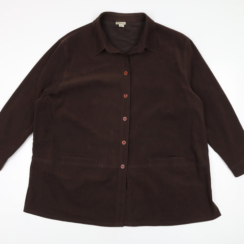 OPUS Womens Brown Polyester Basic Button-Up Size 24 Collared