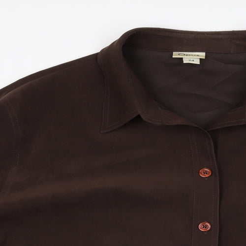 OPUS Womens Brown Polyester Basic Button-Up Size 24 Collared