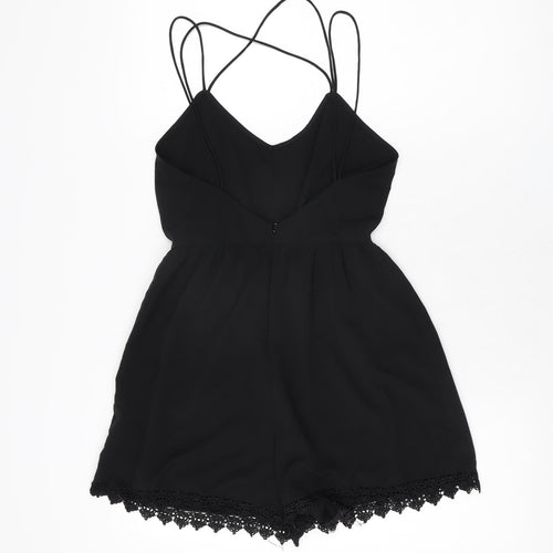 ASOS Womens Black Polyester Playsuit One-Piece Size 4 L3 in Zip